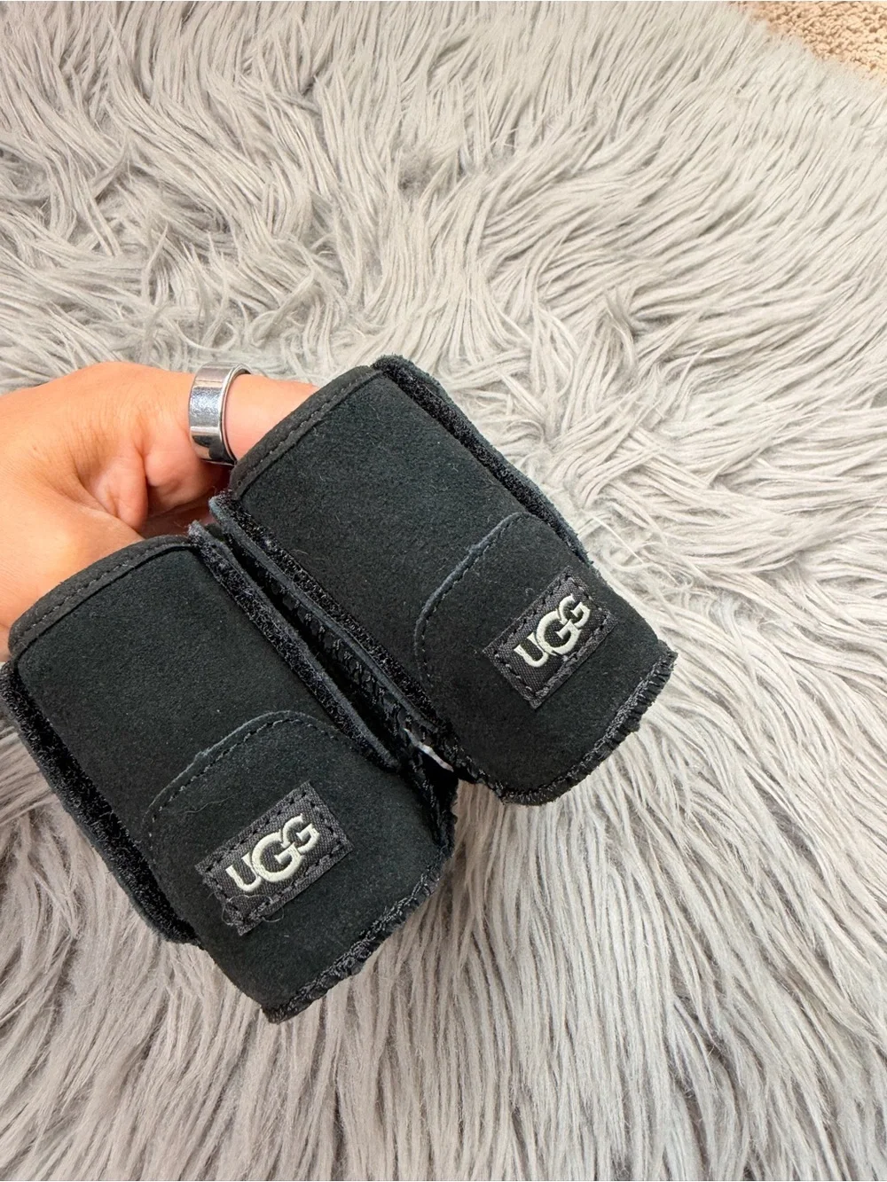 UGG Black Baby booties with Plush Lining